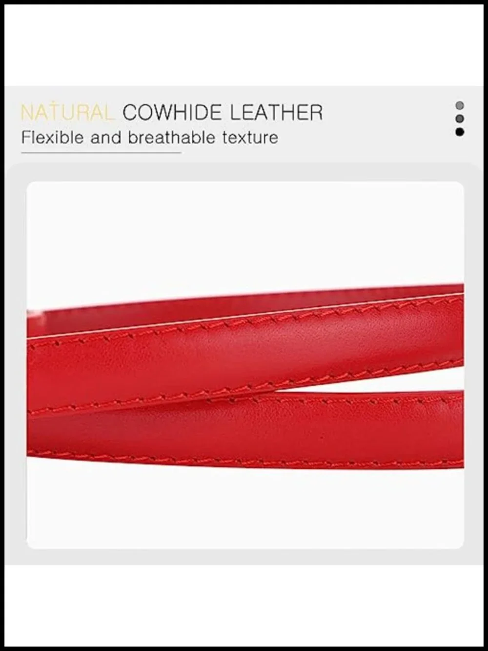 Women's Skinny Cowhide Leather Belt with Interlock Buckle for Dress Jeans Coat